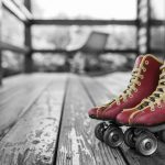 Red roller skates